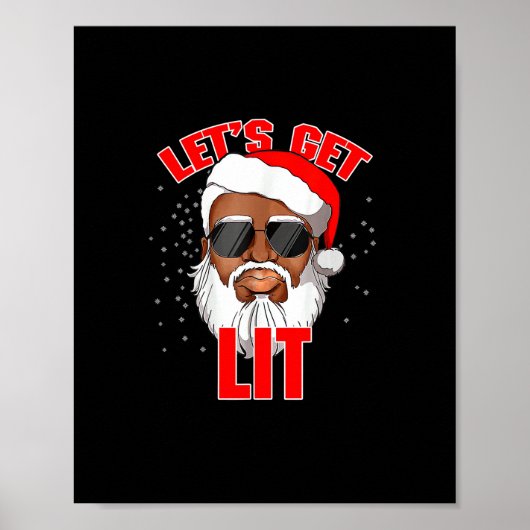 Let's Get Lit Drinking Santa Hat Christmas Lights  Poster (Voorkant)