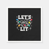 Let's Get Lit Drinking Santa Hat Christmas Lights Servet (Voorkant)