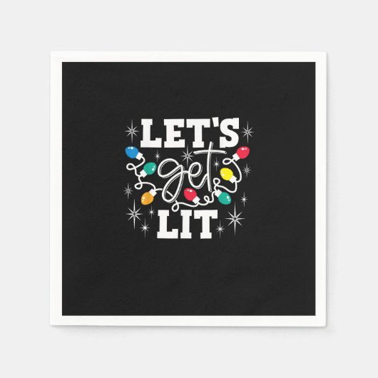 Let's Get Lit Drinking Santa Hat Christmas Lights  Servet (Voorkant)