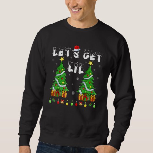 Let's Get Lit Drinking Santa Hat Christmas Lights Trui (Voorkant)