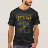 Let's Get Lit Drinking Ugly Hanukkah Sweater T-shirt (Voorkant)