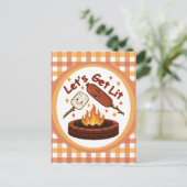Let's Get Lit Firepit - Schattigee Marshmallow & H Briefkaart (Staand voorkant)