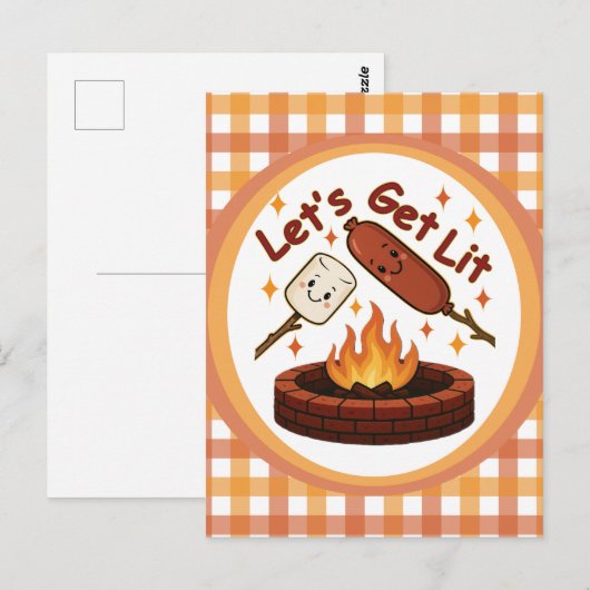 Let's Get Lit Firepit - Schattigee Marshmallow & H Briefkaart (Voorkant / Achterkant)