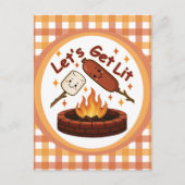 Let's Get Lit Firepit - Schattigee Marshmallow & H Briefkaart (Voorkant)