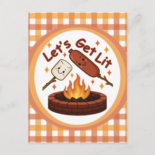 Let's Get Lit Firepit - Schattigee Marshmallow & H Briefkaart (Voorkant)