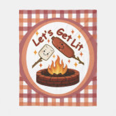 Let's Get Lit Firepit - Schattigee Marshmallow & H Fleece Deken (Voorkant)