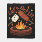 Let's Get Lit Firepit - Schattigee Marshmallow & H Fleece Deken (Voorkant)