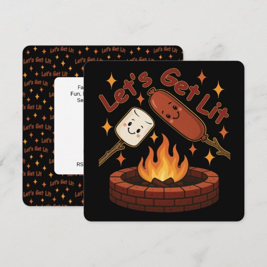 Let's Get Lit Firepit - Schattigee Marshmallow & H Kaart (Voorkant / Achterkant)