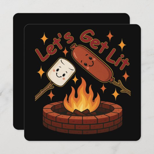 Let's Get Lit Firepit - Schattigee Marshmallow & H Kaart (Voorkant / Achterkant)