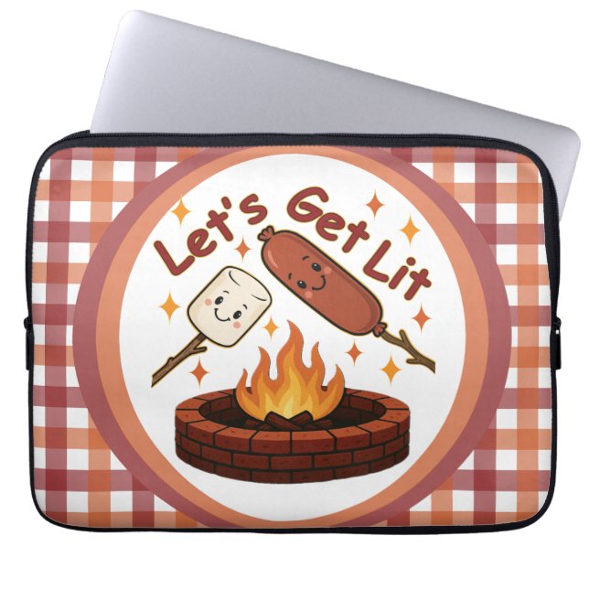 Let's Get Lit Firepit - Schattigee Marshmallow & H Laptop Sleeve (Voorkant)
