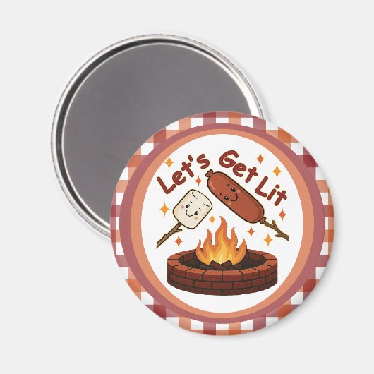 Let's Get Lit Firepit - Schattigee Marshmallow & H Magneet (Voorkant / Achterkant)