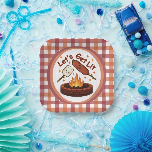 Let's Get Lit Firepit - Schattigee Marshmallow & H Papieren Bordje (Feest)
