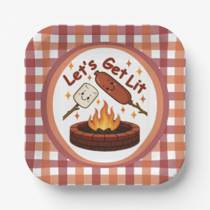 Let's Get Lit Firepit - Schattigee Marshmallow & H Papieren Bordje