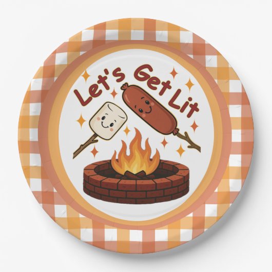 Let's Get Lit Firepit - Schattigee Marshmallow & H Papieren Bordje (Voorkant)