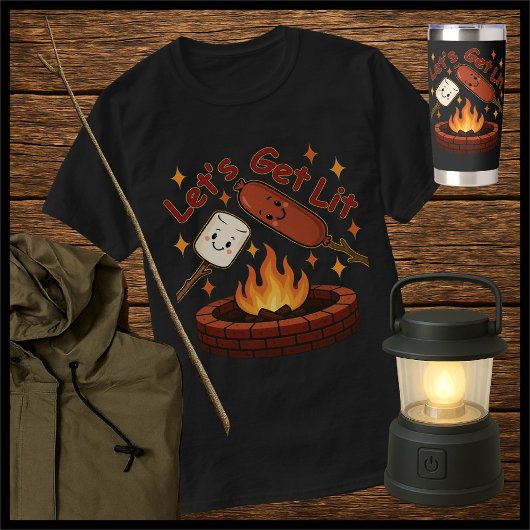 Let's Get Lit Firepit - Schattigee Marshmallow & H T-shirt
