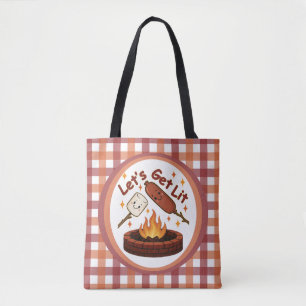 Let's Get Lit Firepit - Schattigee Marshmallow & H Tote Bag