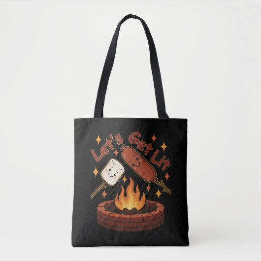 Let's Get Lit Firepit - Schattigee Marshmallow & H Tote Bag (Voorkant)