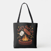 Let's Get Lit Firepit - Schattigee Marshmallow & H Tote Bag (Achterkant)