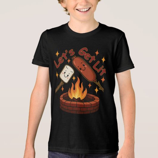 Let's Get Lit Firepit - Schattigee Marshmallow & H Tri-Blend Shirt (Voorkant)