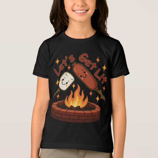 Let's Get Lit Firepit - Schattigee Marshmallow & H Tri-Blend Shirt (Voorkant)