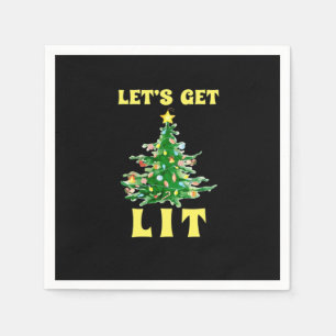 Let's Get Lit Funny Christmas Drink Classic Servet