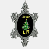 Let's Get Lit Funny Christmas Drink Classic Tin Sneeuwvlok Ornament (Links)