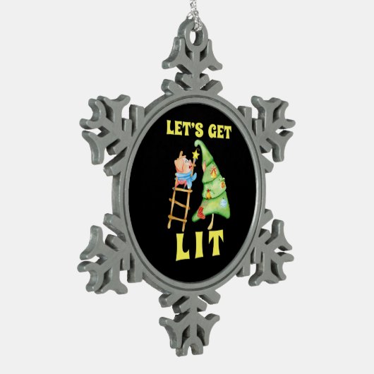 Let's Get Lit Funny Christmas Drink Classic Tin Sneeuwvlok Ornament (Links)