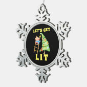 Let's Get Lit Funny Christmas Drink Classic Tin Sneeuwvlok Ornament (Rechts)