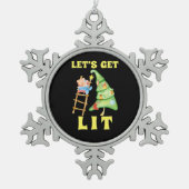 Let's Get Lit Funny Christmas Drink Classic Tin Sneeuwvlok Ornament (Voorkant)