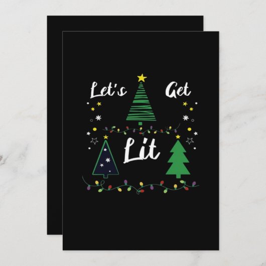 Let's Get Lit Funny Christmas Drink Essential Feestdagenkaart (Voorkant / Achterkant)