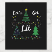 Let's Get Lit Funny Christmas Drink Essential Wijn Etiket (Enkel label)