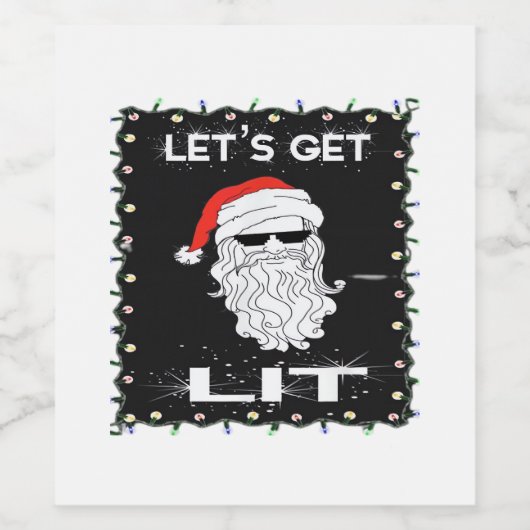 Let's Get Lit Funny Christmas Drink Essential Wijn Etiket (Enkel label)