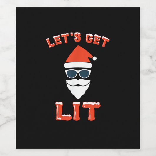 Let's Get Lit Funny Christmas Drink Funny Wijn Etiket (Enkel label)