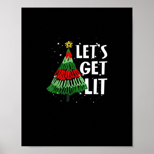 Let's Get Lit Funny Christmas Drink Mannen Vrouwen Poster (Voorkant)