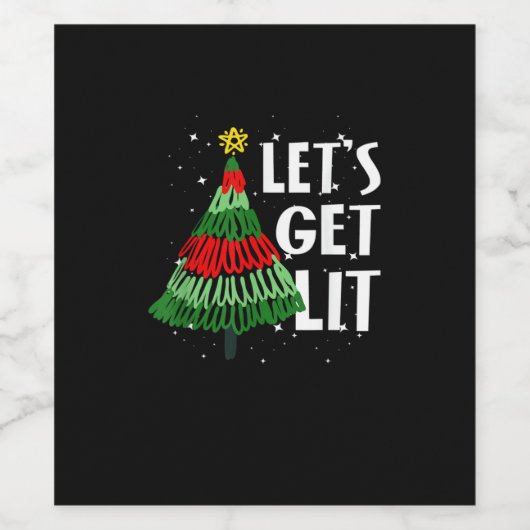 Let's Get Lit Funny Christmas Drink Mannen Vrouwen Wijn Etiket (Enkel label)