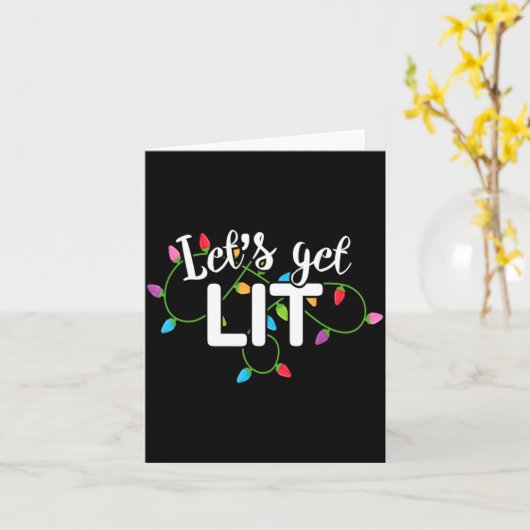 Lets Get Lit Funny Christmas Drinking Apparel Xma Kaart (Gele Bloem)
