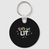 Lets Get Lit Funny Christmas Drinking Apparel Xma  Sleutelhanger (Voorkant)