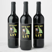 Let's Get Lit Funny Christmas Drinking Classic Wijn Etiket (Flessen)