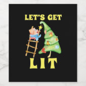 Let's Get Lit Funny Christmas Drinking Classic Wijn Etiket (Enkel label)