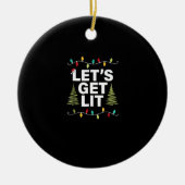 Let's Get Lit Funny Christmas Drinking Lights Keramisch Ornament (Voorkant)