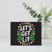 Let's Get Lit Funny Christmas Drinking Xmas Lights Briefkaart (Staand voorkant)