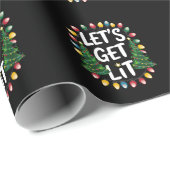 Let's Get Lit Funny Christmas Drinking Xmas Lights Cadeaupapier (Rol Hoek)