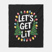 Let's Get Lit Funny Christmas Drinking Xmas Lights Fleece Deken (Voorkant)