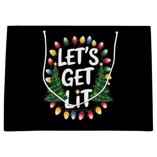 Let's Get Lit Funny Christmas Drinking Xmas Lights Groot Cadeauzakje (Voorkant)