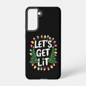 Let's Get Lit Funny Christmas Drinking Xmas Lights Samsung Galaxy Hoesje (Achterkant)