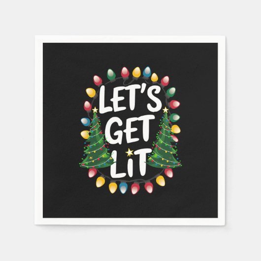 Let's Get Lit Funny Christmas Drinking Xmas Lights Servet (Voorkant)