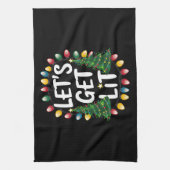Let's Get Lit Funny Christmas Drinking Xmas Lights Theedoek (Verticaal)