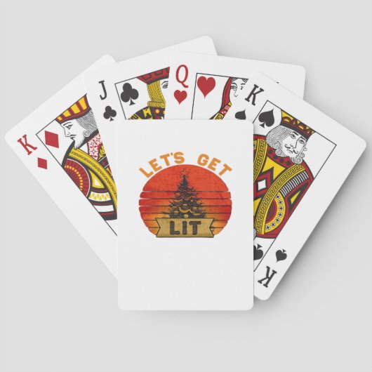 Let's Get Lit Funny Christmas Humor Quote Pokerkaarten (Achterkant)