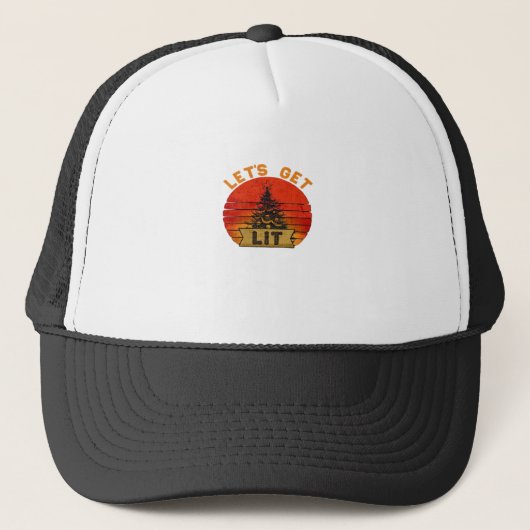 Let's Get Lit Funny Christmas Humor Quote Trucker Pet (Voorkant)