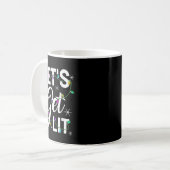 Let's Get Lit Funny Christmas Lighting Xmas Tee Me Koffiemok (Voorkant links)